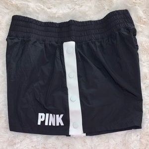 Pink windbreaker snap buttons shorts